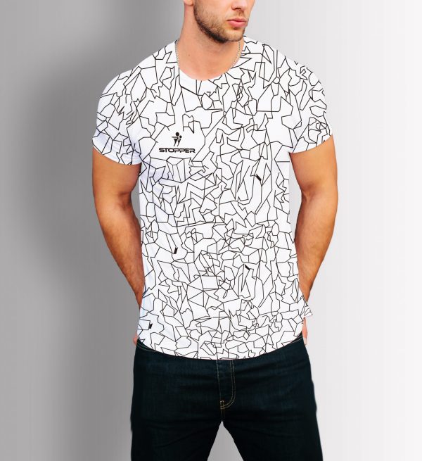 CAMISETA GRIETAS HOMBRE BLANCO & NEGRO