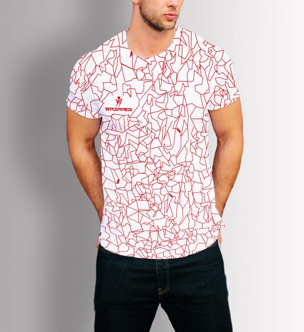 CAMISETA GRIETAS HOMBRE ROJO & BLANCO