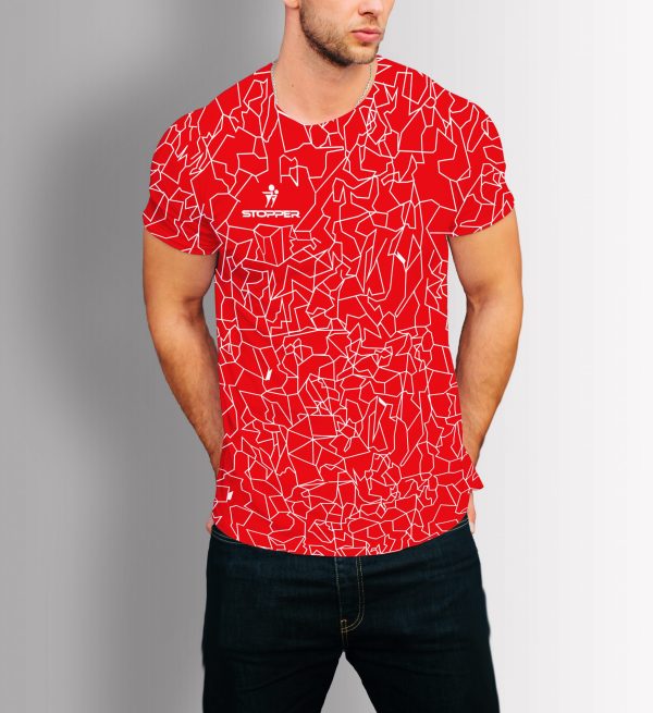 CAMISETA GRIETAS HOMBRE ROJO & BLANCO