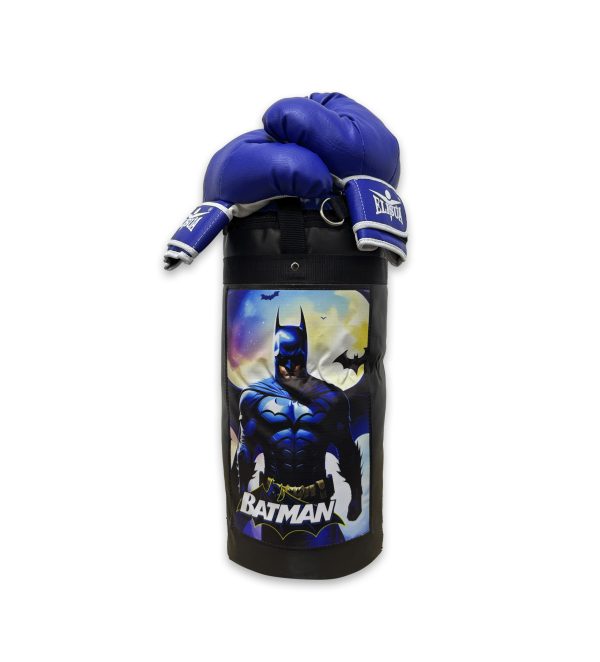 KIT BOXEO SACO + GUANTES INFANTIL BATMAN AZUL