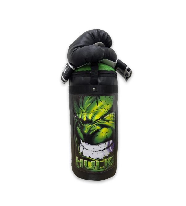 KIT BOXEO SACO + GUANTES INFANTIL HULK CARICATURA