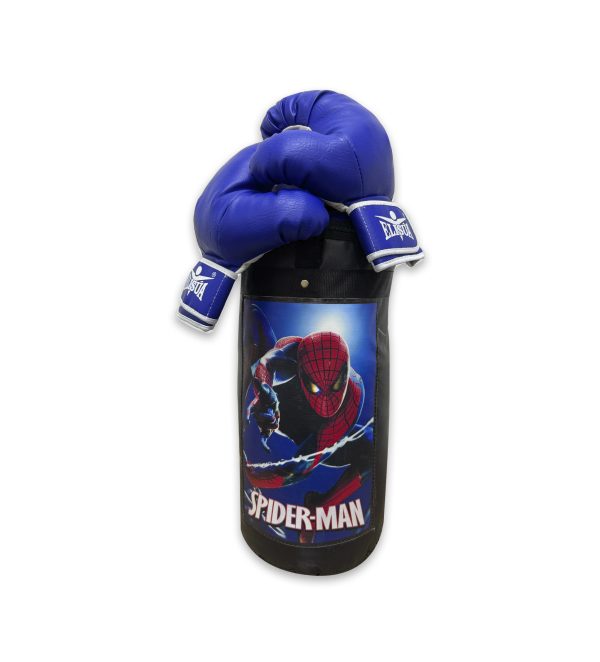 KIT BOXEO SACO + GUANTES INFANTIL SPIDERMAN AZUL