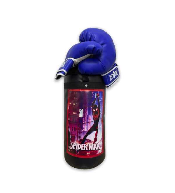 KIT BOXEO SACO + GUANTES INFANTIL SPIDERMAN CARICATURA