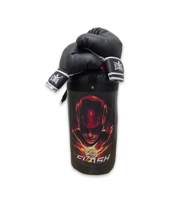 KIT BOXEO SACO + GUANTES INFANTIL THE FLASH