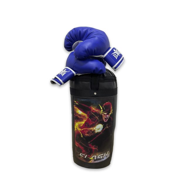 KIT BOXEO SACO + GUANTES INFANTIL THE FLASH FUEGO