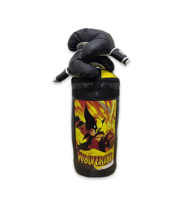 KIT BOXEO SACO + GUANTES INFANTIL WOLVERINE CARICATURA