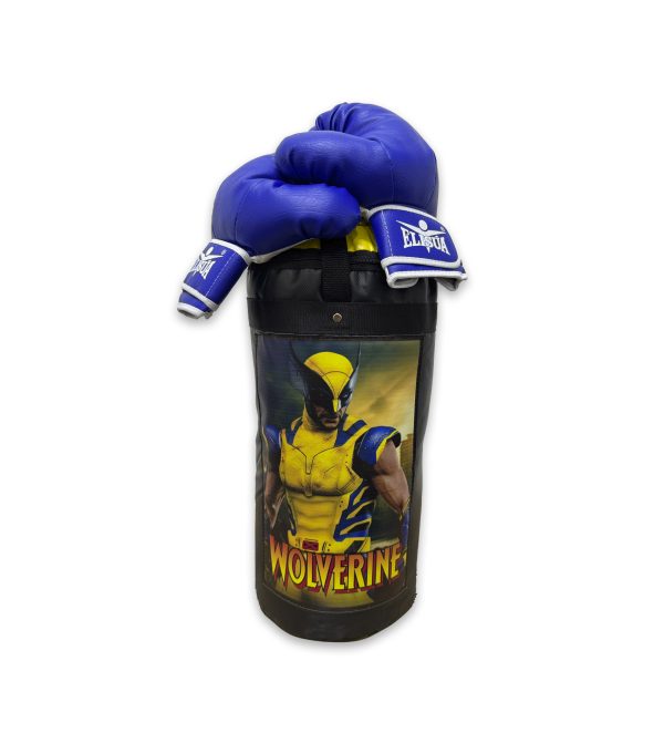 KIT BOXEO SACO + GUANTES INFANTIL WOLVERINE REAL